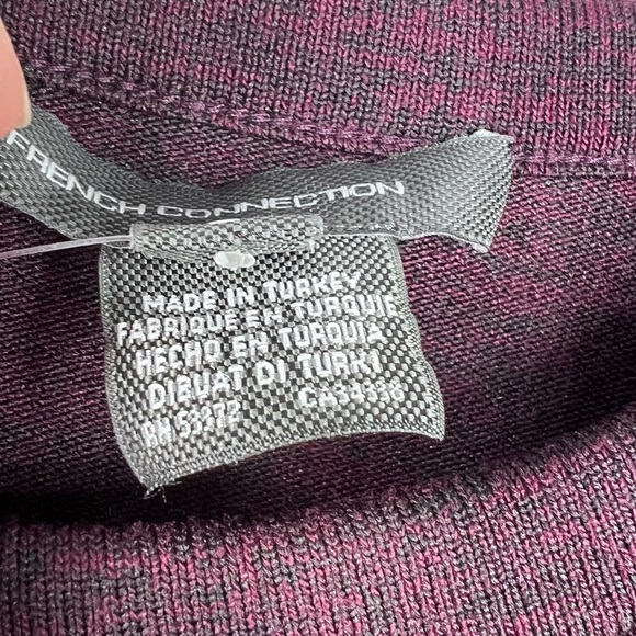 FRENCH CONNECTION Wine Color Long Sleeve Crewneck Midi Sweater Dress - Picture 4 of 10